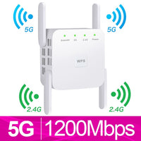 5G WiFi Repeater 1200Mbps Router Wifi Extender 2.4G Wireless Wifi Long Range Booster Wi-Fi Signal Amplifier 5ghz Wi Fi Repiter