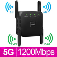 5G WiFi Repeater 1200Mbps Router Wifi Extender 2.4G Wireless Wifi Long Range Booster Wi-Fi Signal Amplifier 5ghz Wi Fi Repiter