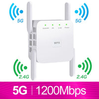 WiFi Repeater WiFi Extender 2.4G 5G Wireless WiFi Booster Wi Fi Amplifier 5ghz Wi Fi Signal Repeater Wi-Fi 1200Mpbs 300Mbps