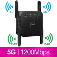 WiFi Repeater WiFi Extender 2.4G 5G Wireless WiFi Booster Wi Fi Amplifier 5ghz Wi Fi Signal Repeater Wi-Fi 1200Mpbs 300Mbps