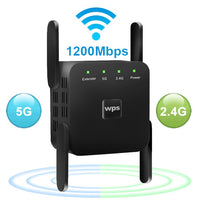 5G Wireless WiFi Repeater Wi Fi Booster 2.4G 5Ghz Wi-Fi Amplifier 300Mbps 1200 Mbps 5 ghz Signal WiFi Long Range Extender