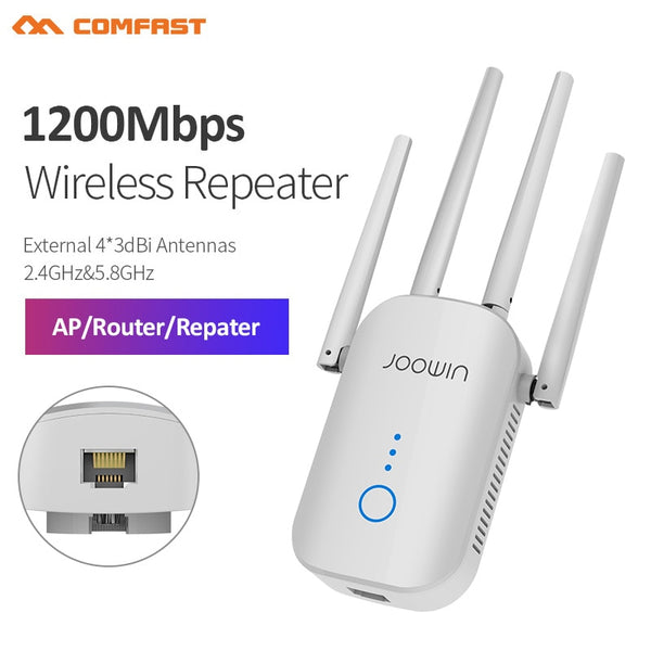 1200Mbps Dual Band 5Ghz Wireless Wifi Repeater Powerful Wifi Router Wifi Extender 4*3dbi Antenna Long Range Wlan WiFi amplifier